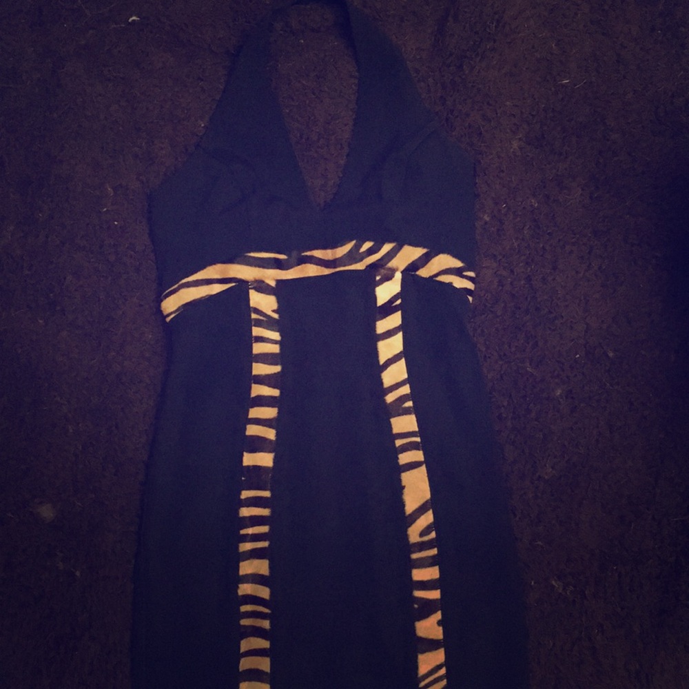 Little Black Dress with Leather Hide Trim Size 2